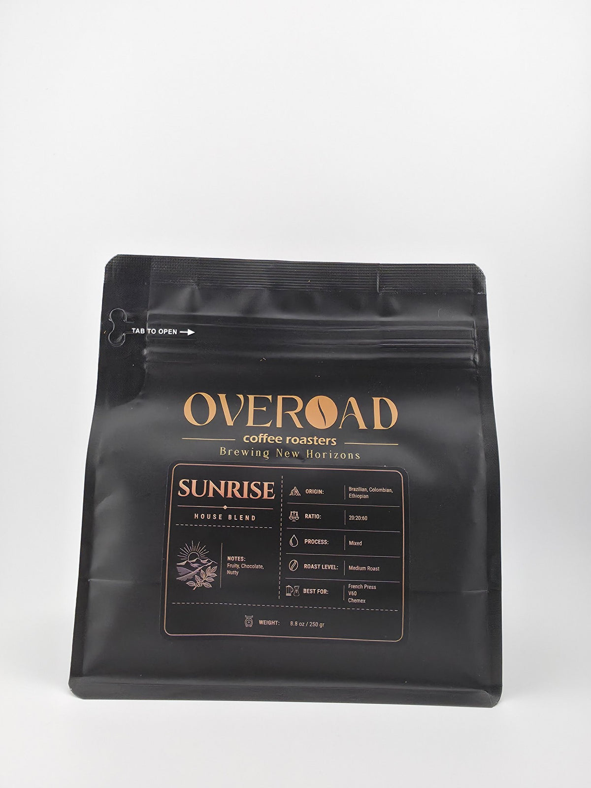 SUNRISE house blend coffee: front of the bag