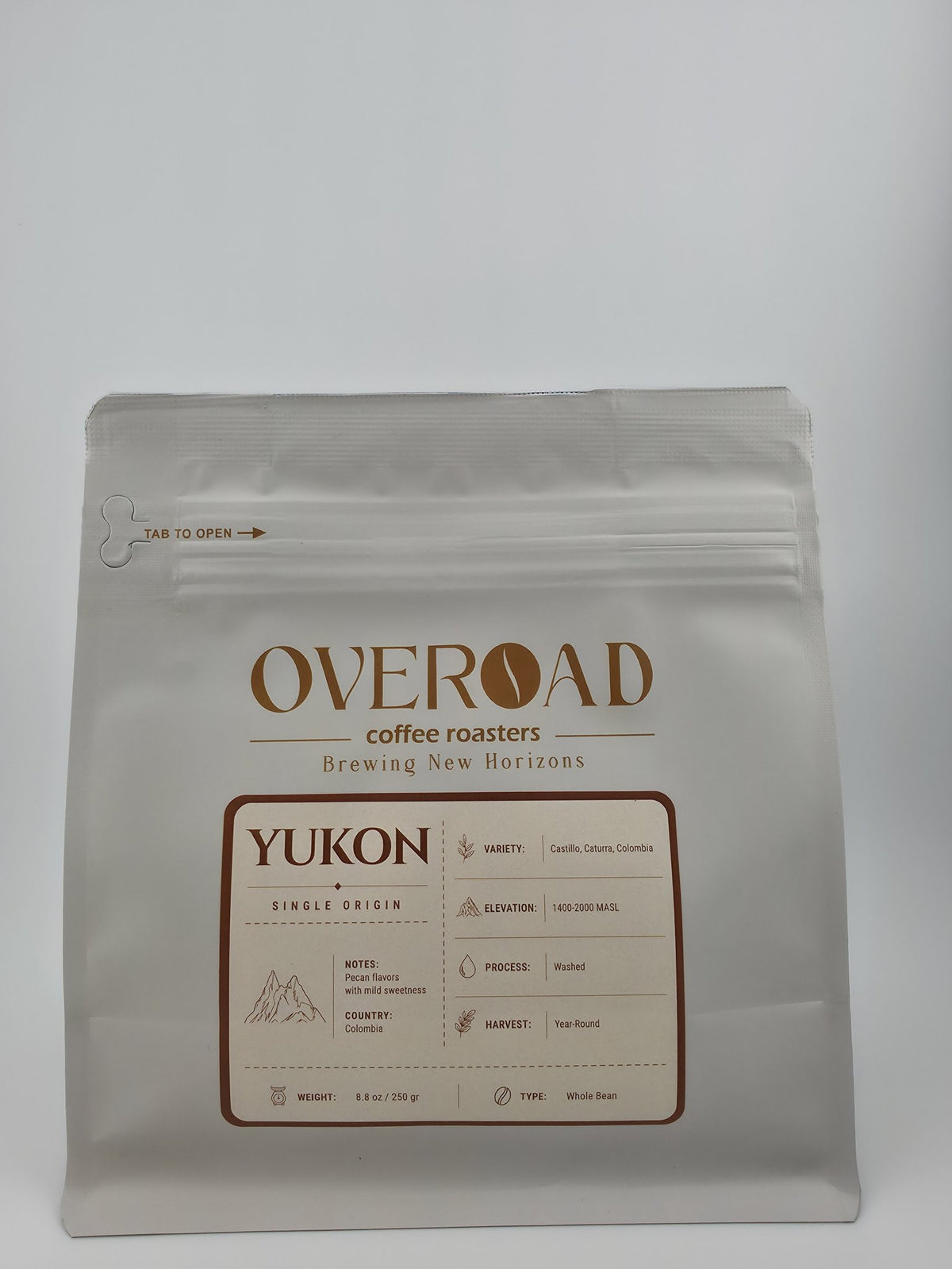 YUKON single origin coffee, Colombia: front of the bag